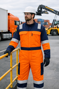 Arc-Guard Hi-Vis Workwear Coverall — Dual Tone Classic Design — Orange/Navy