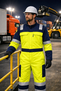 Arc-Guard Hi-Vis Workwear Coverall — Dual Tone Classic Design — Yellow/Navy
