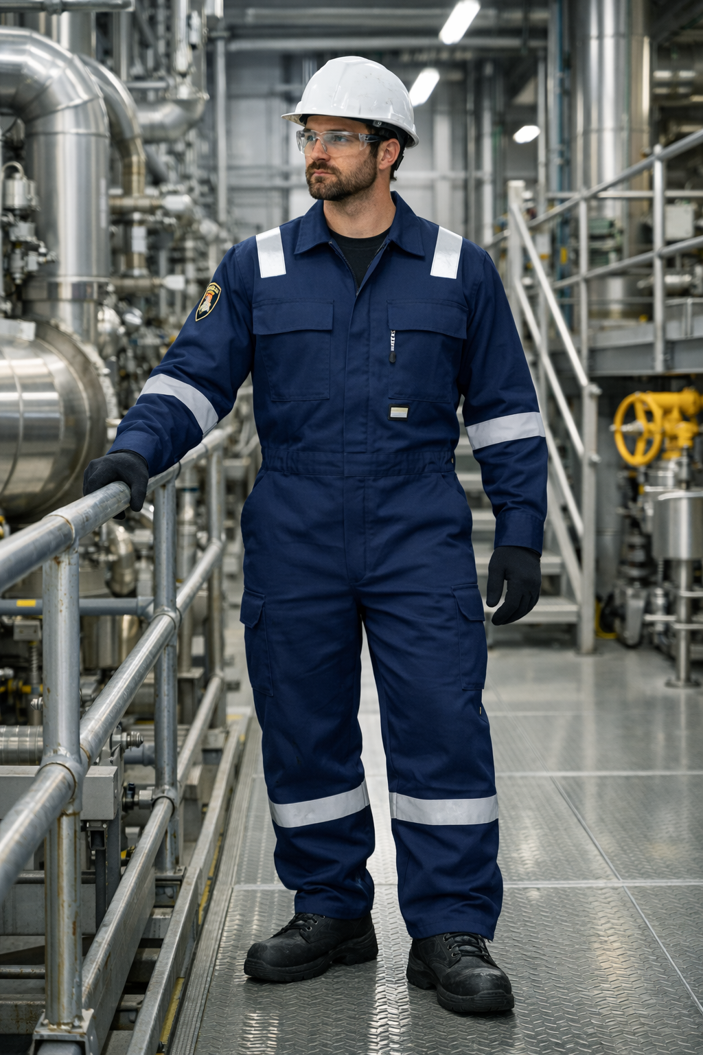 Arc-Guard Fire Retardant Coverall — Professional Design — Navy Blue